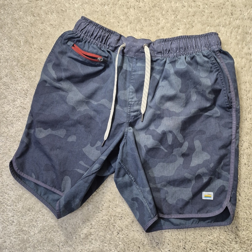 Vuori Banks Athletic Shorts Mens Small Blue Camo Performance Running Gym Hiking